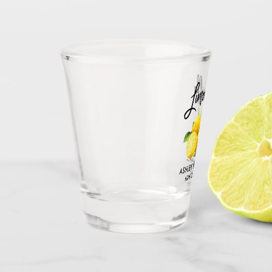 Verre A Shot Brosse Script Aquarelle Citrons Mariage Limoncello (Gauche)