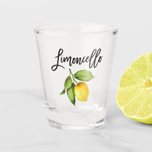 Verre A Shot Brosse Script Limoncello Aquarelle Citron (Devant)