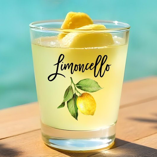 Verre A Shot Brosse Script Limoncello Aquarelle Citron