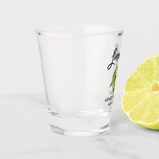 Verre A Shot Brush Script Aquarelle Citron Mariage Limoncello (Gauche)