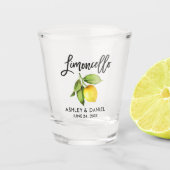 Verre A Shot Brush Script Aquarelle Citron Mariage Limoncello (Devant)