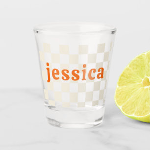Verre A Shot Cadeau d'anniversaire personnalisé à damier pour u