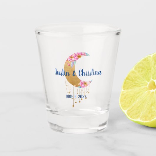 Verre A Shot Cadeau de mariage personnalisable Lune en or (Devant)