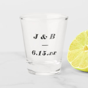 Verre A Shot Cadeau de mariage personnalisé minimaliste monogra