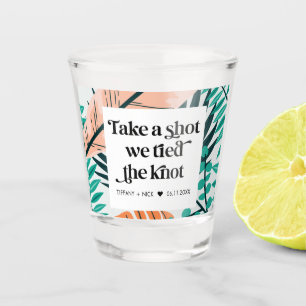 Verre A Shot Cadeau de mariage tropical de plage 'Prenez un ver