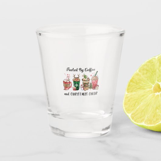 Verre A Shot Cadeau De Noël Alimenté Par Café Et Soirée De Noël (Devant)