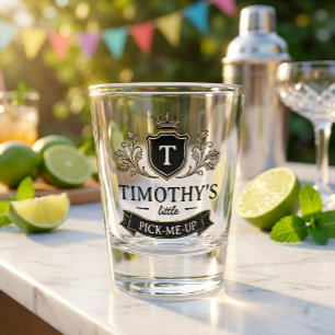 Verre A Shot Cadeau invité drôle Little Pick-Me-Up avec blason