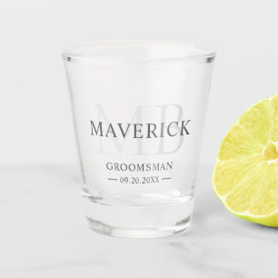 Verre A Shot Cadeau pour Garçons d'Honneur Initiales Monogramme