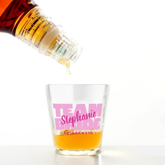 Verre A Shot Cadeau Rose Demoiselle d'Honneur Nom de l'Équipe d