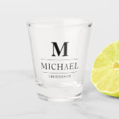 Verre A Shot Cadeaux pour Garçons d'Honneur Modernes Initiale M (Devant)