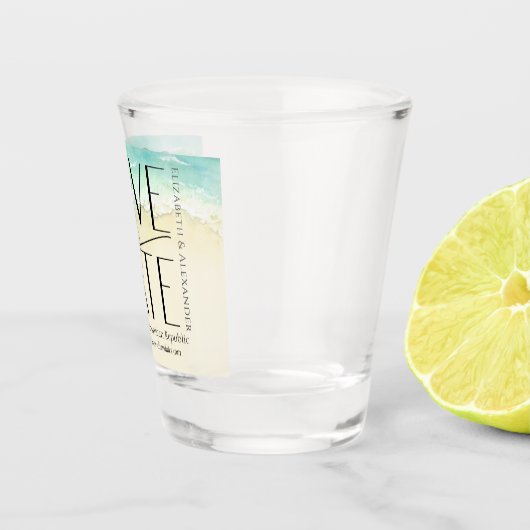 Verre A Shot Calligraphie De Plage Tropicale Mariage Enregistre (Droite)