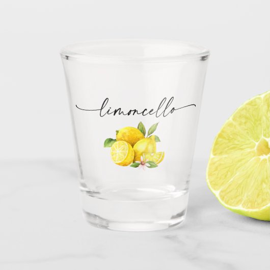 Verre A Shot Calligraphie Encre Limoncello Aquarelle Lemons (Devant)