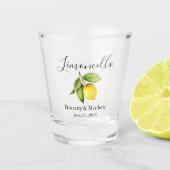 Verre A Shot Calligraphie Limoncello Aquarelle Citron Mariage (Devant)