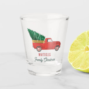 Verre A Shot Camionnette rouge de vacances de Noël Famille Cade