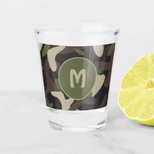Verre A Shot Camouflage militaire Vert Motif Brown Monogramme