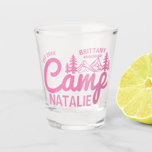 Verre A Shot Camping personnalisé Bachelorette Party Bridesmait (Devant)