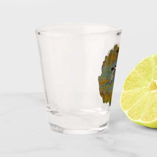 Verre A Shot Canards-Majards Survolant L'Étang (Gauche)