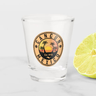 Verre A Shot Cancun Mexique Retro Sunset Vintage voyage Souveni