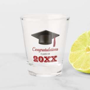 Verre A Shot Cardinal Red Félicitations Collège Diplômé