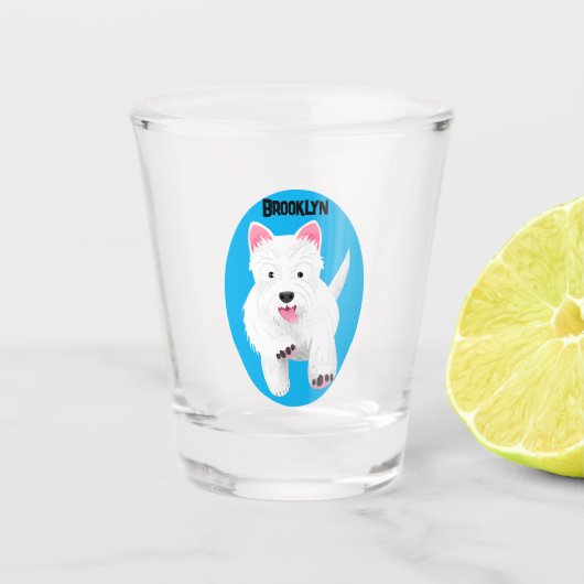 Verre A Shot Caricature blanche de terrier de l'ouest (Devant)