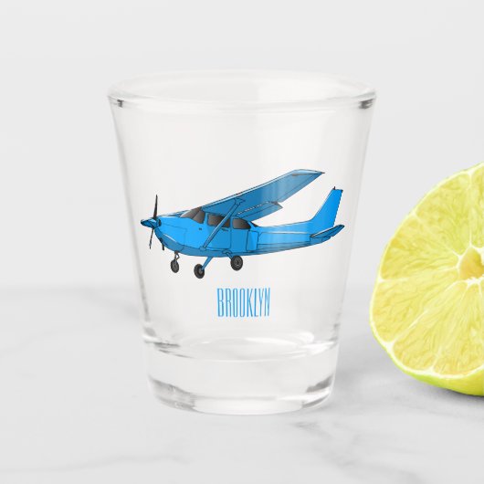 Verre A Shot Caricature d'avion à voilure fixe (Devant)