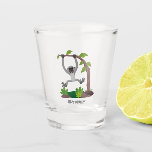 Verre A Shot Caricature de bande de gibbon joyeux (Devant)