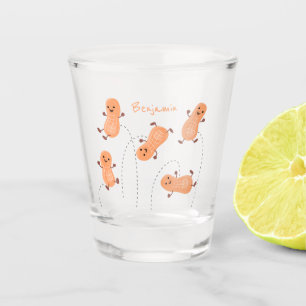 Verre A Shot Caricature de cacahuètes joyeux sautillant