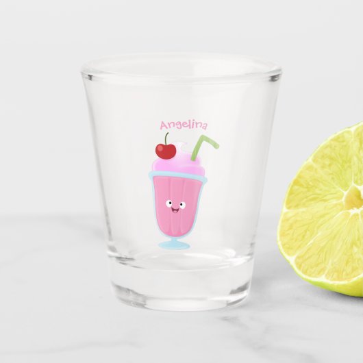Verre A Shot Caricature de crème glacée de fraise mignonne (Devant)
