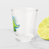 Verre A Shot Caricature de dinosaure de triceratops vert mignon (Droite)