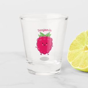 Verre A Shot Caricature de framboise très heureuse