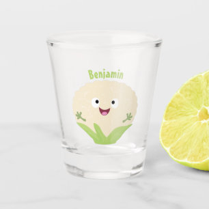 Verre A Shot Caricature de légume de chou-fleur joyeux
