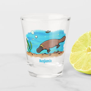 Verre A Shot Caricature de natation de Cute platypus