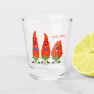 Verre A Shot Caricature de piments chantants mignons