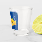 Verre A Shot Caricature de poisson sous-marin jaune mignon (Droite)