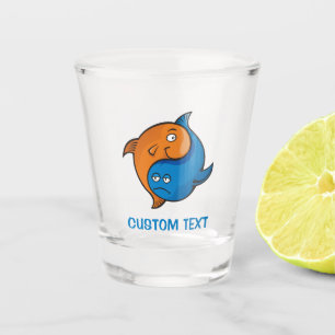 Verre A Shot Caricature de poisson Yin Yang
