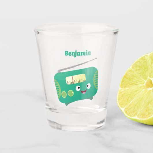 Verre A Shot Caricature de radio rétro amusante (Devant)