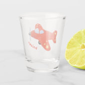 Verre A Shot Caricature de vol d'avion rouge mignon (Dos)
