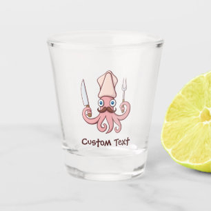Verre A Shot Caricature du chef calmar