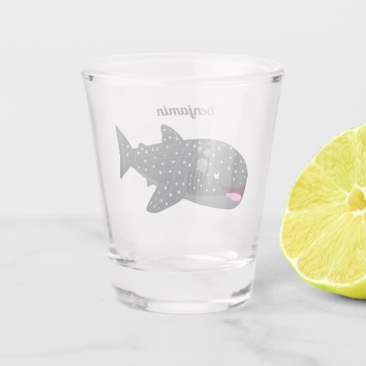 Verre A Shot Caricature joli requin baleine joyeux (Dos)