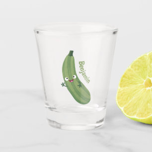Verre A Shot Caricature joyeux de courgettes mignonnes