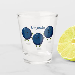 Verre A Shot Caricature mignonne de bleuets violets