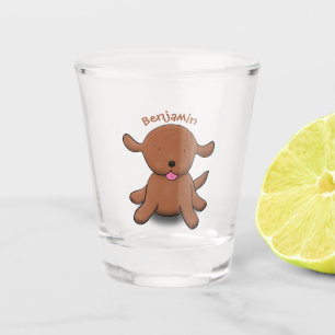 Verre A Shot Caricature pour chien de chiot joyeux