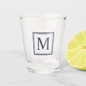 Verre A Shot Carré bleu Eclipse Personnalisé Monogramme initial (Devant)