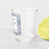 Verre A Shot Carreaux bleus Mariage Favor Merci (Droite)