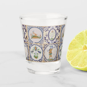 Verre A Shot Carreaux de Delft hollandais vintage 17e siècle ar
