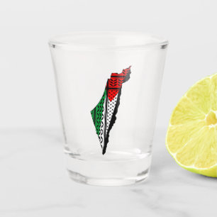 Verre A Shot Carte de Palestine avec drapeau et Motif Keffiyeg