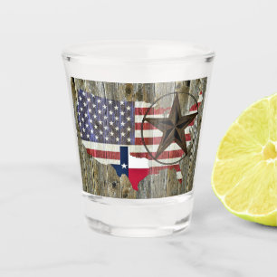 Verre A Shot Carte du drapeau de l'État d'étoile seule du Tex