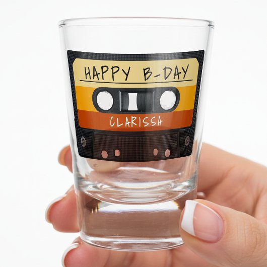Verre A Shot Cassette Bande Rétro Anniversaire Fête