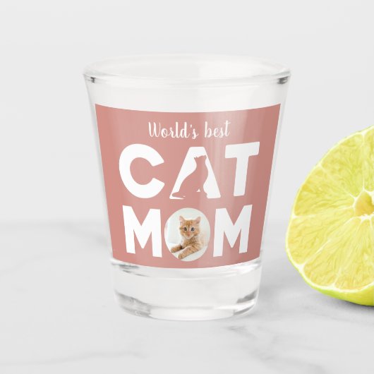 Verre A Shot CAT MOM, Votre Photo, Rose (Devant)