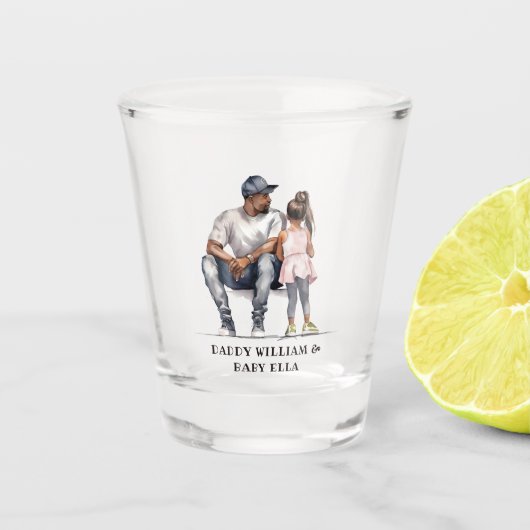 Verre A Shot Caution père et fille noire (3) (Devant)